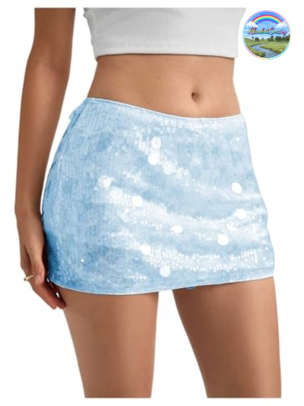 Sparkly Sequin Mini Skirt Y2K Low Rise Glitter Rave Micro with Shorts Underneath